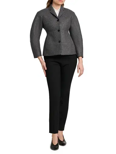 Jil Sander Women's Stretch-Wool Darted Flat-Front Trousers | Thumbnail 2 Jil Sander Women's Stretch-Wool Darted Flat-Front Trousers | Thumbnail 2