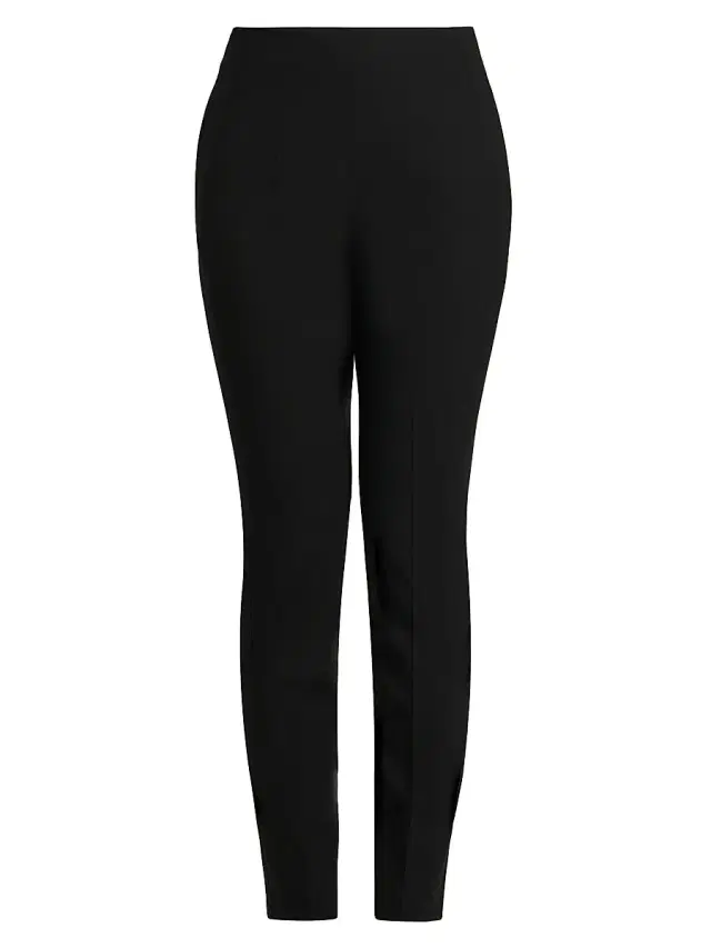 Jil Sander Women's Stretch-Wool Darted Flat-Front Trousers - Black