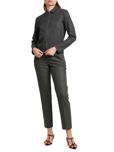 Jil Sander Women's Wool Flannel Trousers - London Fog | Thumbnail 2