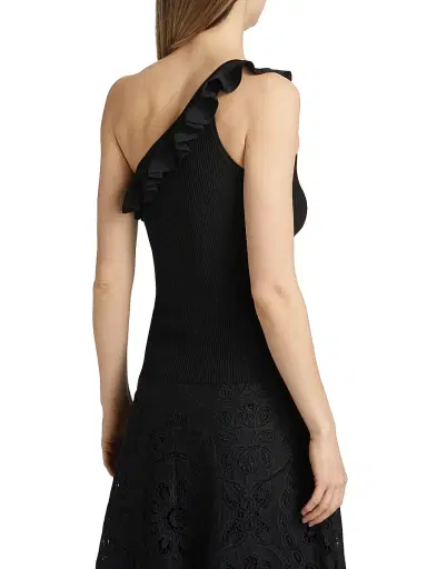 Zimmermann Women's Rhiannon Ruffled Asymmetric Tank - Black | Thumbnail 5 Zimmermann Women's Rhiannon Ruffled Asymmetric Tank - Black | Thumbnail 5