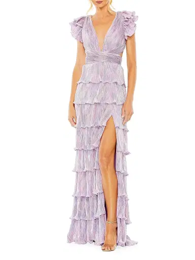 Mac Duggal Women's Ieena Metallic Tiered Gown | Thumbnail 1 Mac Duggal Women's Ieena Metallic Tiered Gown | Thumbnail 1