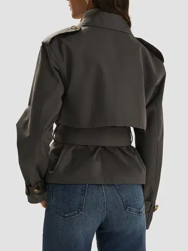 Favorite Daughter Women's The Charles Trench Jacket - Dark Charcoal - Size XL | Thumbnail 3
