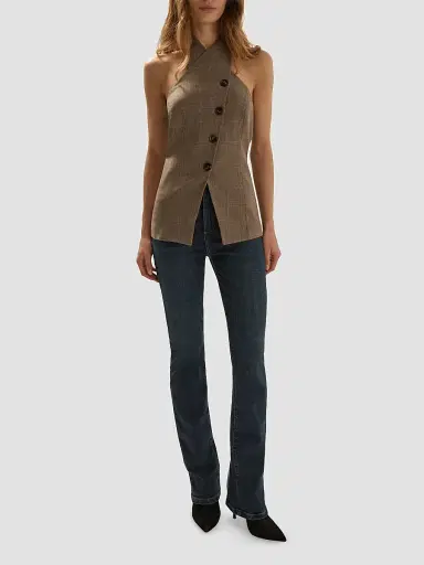 Favorite Daughter Women's The Crossover Glen Check Vest - Java Plaid - Size 8 | Thumbnail 2