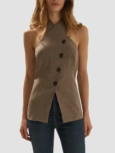 Favorite Daughter Women's The Crossover Glen Check Vest - Java Plaid - Size 8 | Thumbnail 4 Favorite Daughter Women's The Crossover Glen Check Vest - Java Plaid - Size 8 | Thumbnail 4