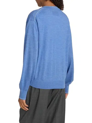 Guest in Residence Women's The Airy Cotton-Silk Sweater - Delft Blue Cream | Thumbnail 5