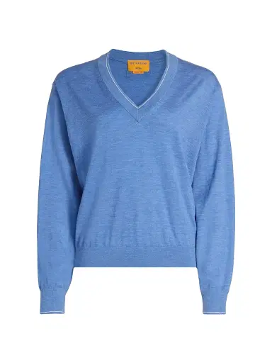 Guest in Residence Women's The Airy Cotton-Silk Sweater - Delft Blue Cream | Thumbnail 1