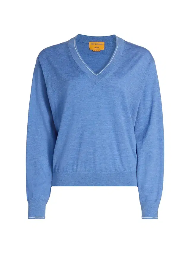 Guest in Residence Women's The Airy Cotton-Silk Sweater - Delft Blue Cream