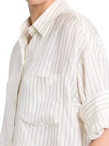 TWP Women's Next Ex Striped Silk-Blend Shirt - Ivory Blue - Size Medium | Thumbnail 6 TWP Women's Next Ex Striped Silk-Blend Shirt - Ivory Blue - Size Medium | Thumbnail 6