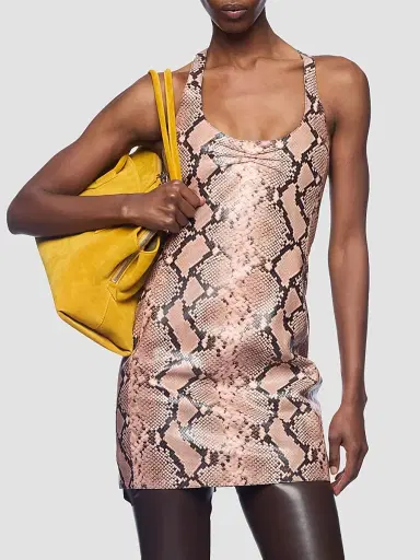 The Attico Women's Snakeskin Print Leather Mini Dress | Thumbnail 4