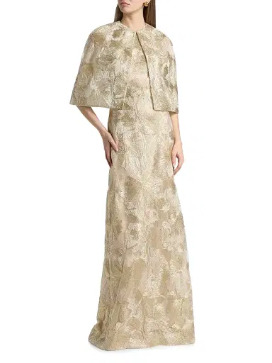 Reem Acra Women's Raffia Metallic Capelet | Thumbnail 2 Reem Acra Women's Raffia Metallic Capelet | Thumbnail 2