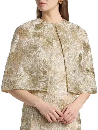 Reem Acra Women's Raffia Metallic Capelet | Thumbnail 6 Reem Acra Women's Raffia Metallic Capelet | Thumbnail 6