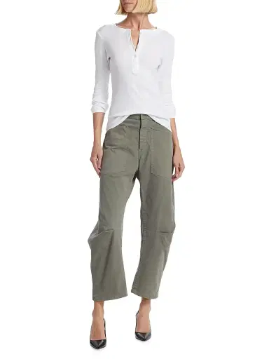 Nili Lotan Women's Jordan Rib-Knit Henley Top - White - Size Large | Thumbnail 2 Nili Lotan Women's Jordan Rib-Knit Henley Top - White - Size Large | Thumbnail 2