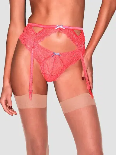 Fleur du Mal Women's Bianca Lace Cheeky Briefs - Neon Coral - Size Large | Thumbnail 4