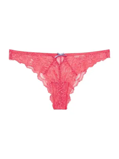 Fleur du Mal Women's Bianca Lace Cheeky Briefs - Neon Coral - Size Large | Thumbnail 1