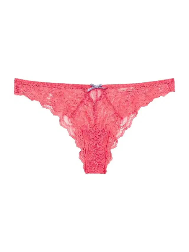 Fleur du Mal Women's Bianca Lace Cheeky Briefs - Neon Coral