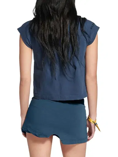 Balenciaga Women's Vip Team Logo Shrunk T-Shirt - Dark Blue | Thumbnail 4