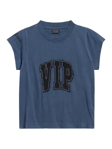 Balenciaga Women's Vip Team Logo Shrunk T-Shirt - Dark Blue | Thumbnail 1