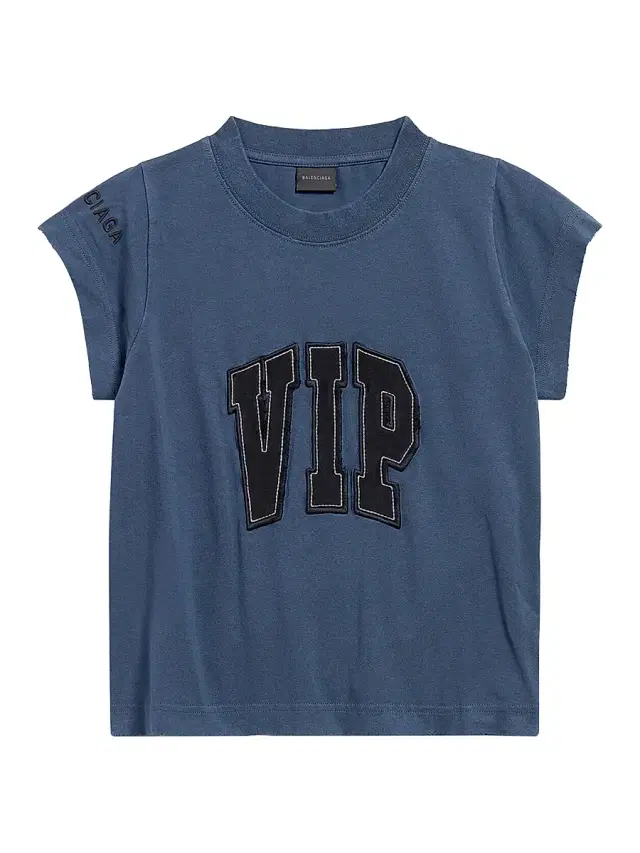 Balenciaga Women's Vip Team Logo Shrunk T-Shirt - Dark Blue