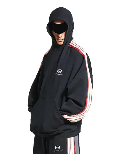 Balenciaga Men's Unity Sports Icon Large Hoodie - Faded Black White | Thumbnail 3 Balenciaga Men's Unity Sports Icon Large Hoodie - Faded Black White | Thumbnail 3