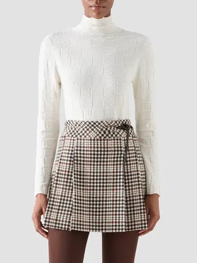 Akris punto Women's Wool Textured Knit Sweater - Winter White - Size 16 | Thumbnail 4 Akris punto Women's Wool Textured Knit Sweater - Winter White - Size 16 | Thumbnail 4