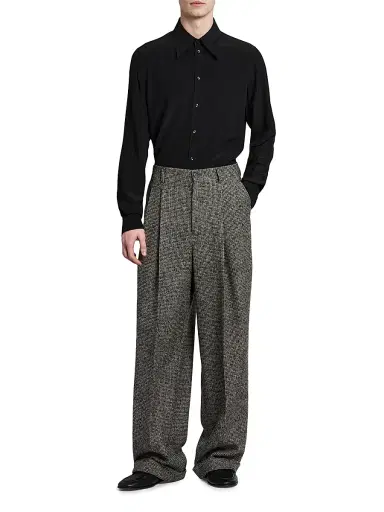 Dolce & Gabbana Men's Point Collar Silk Shirt - Nero - Size 17.5 | Thumbnail 2