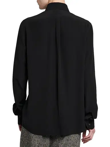 Dolce & Gabbana Men's Point Collar Silk Shirt - Nero - Size 17.5 | Thumbnail 5