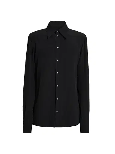 Dolce & Gabbana Men's Point Collar Silk Shirt - Nero - Size 17.5 | Thumbnail 1