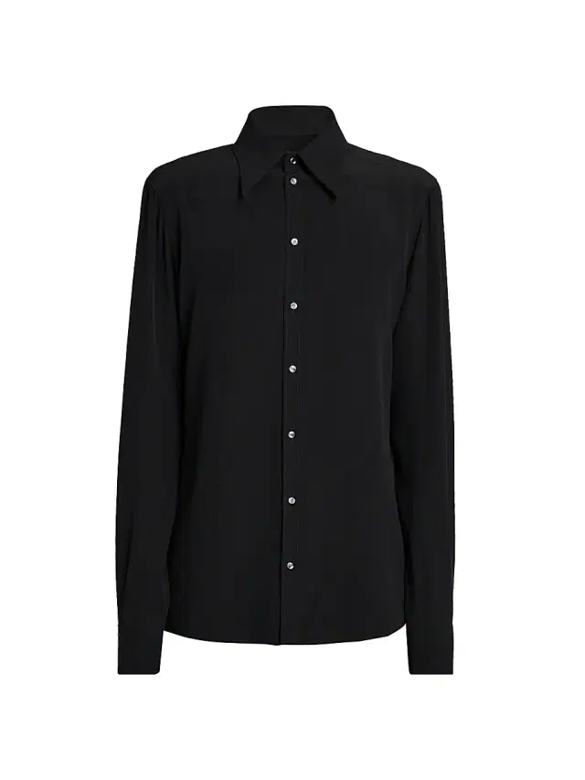 Dolce & Gabbana Men's Point Collar Silk Shirt - Nero