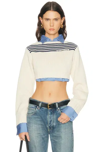 Balenciaga Cotton Hybrid Striped Knit Top | Thumbnail 1 Balenciaga Cotton Hybrid Striped Knit Top | Thumbnail 1