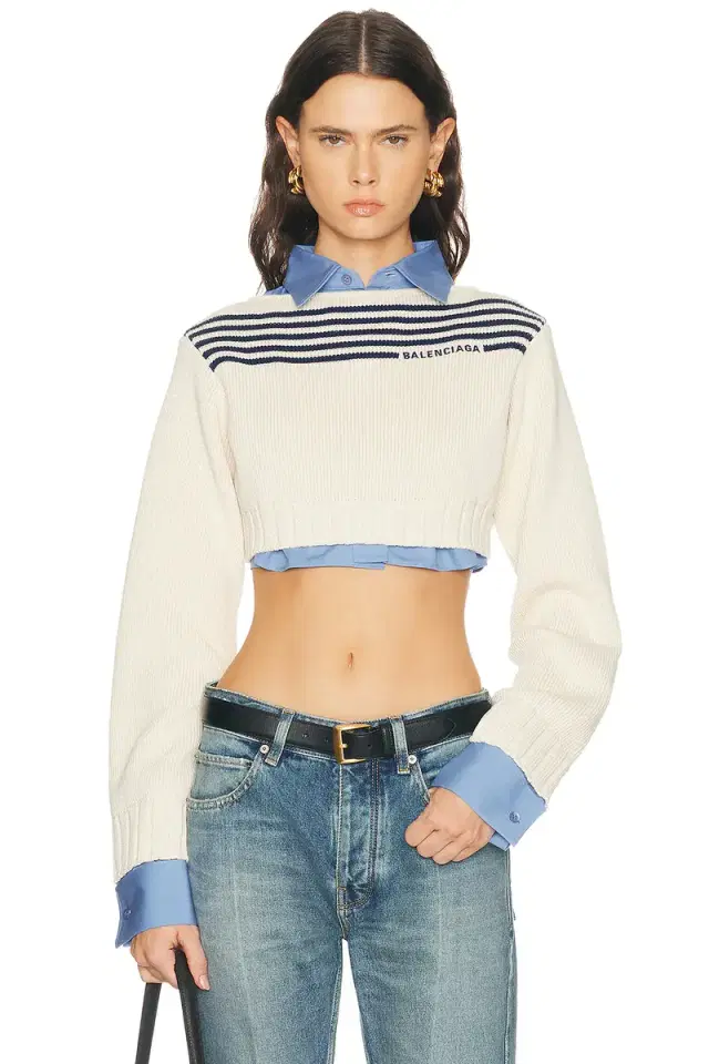Balenciaga Cotton Hybrid Striped Knit Top