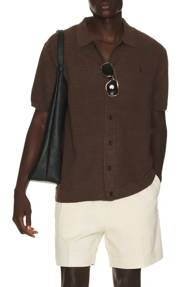 Polo Ralph Lauren Short Sleeve Cotton Blend Textured Cardigan Sweater With Collar