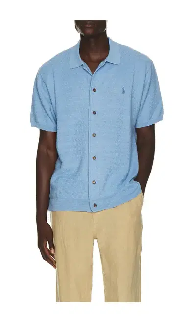 Polo Ralph Lauren Short Sleeve Cotton Blend Textured Cardigan Sweater With Collar | Thumbnail 6 Polo Ralph Lauren Short Sleeve Cotton Blend Textured Cardigan Sweater With Collar | Thumbnail 6