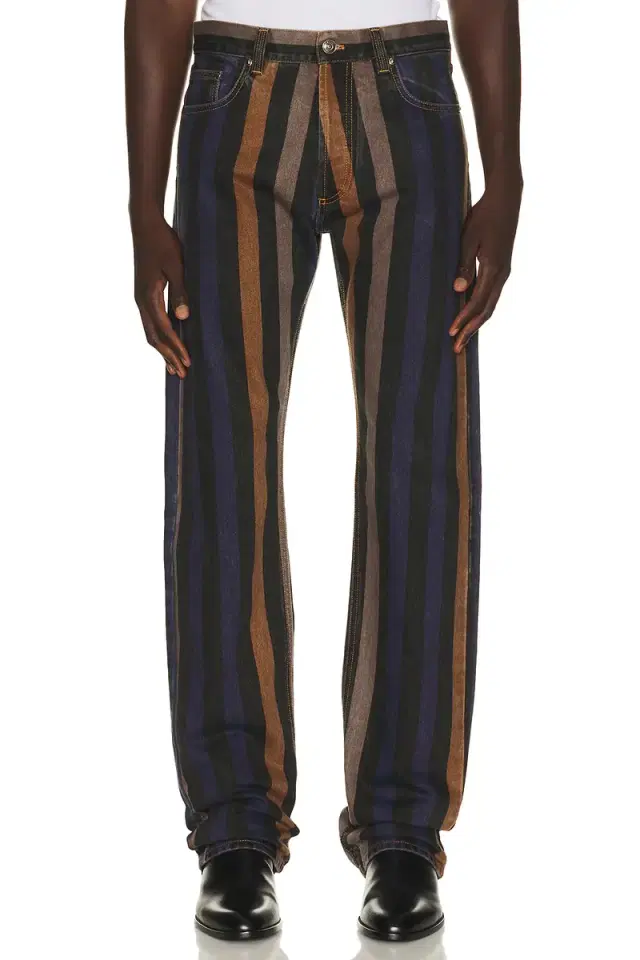 VERSACE Rigid Denim With Stripe Print