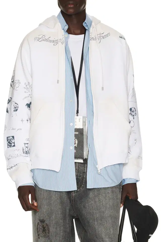 Balenciaga Raglan Zip Up Hoodie
