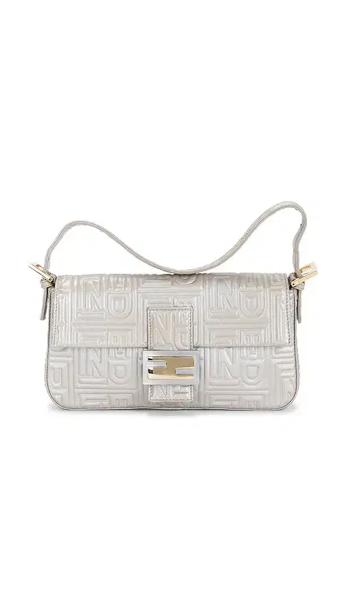FWRD Renew Fendi Logo Embossed Baguette Shoulder Bag