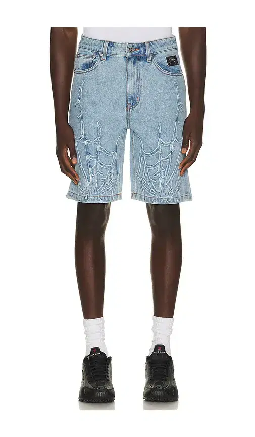Spider Web Denim Shorts