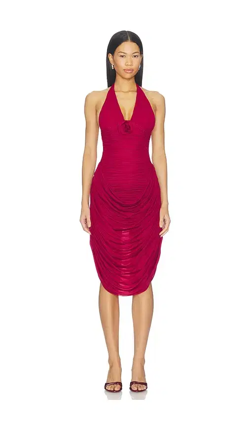 Maygel Coronel Drape Midi Dress