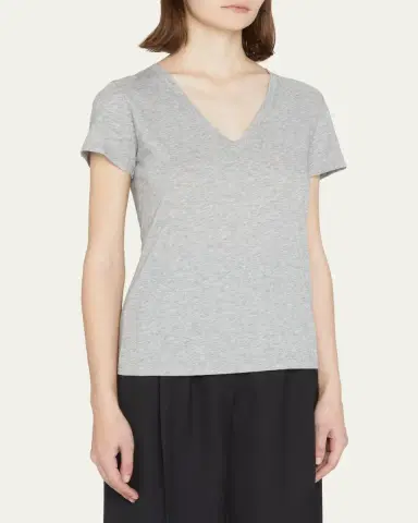 Vince Essential Pima Cotton V-Neck Tee | Thumbnail 4 Vince Essential Pima Cotton V-Neck Tee | Thumbnail 4
