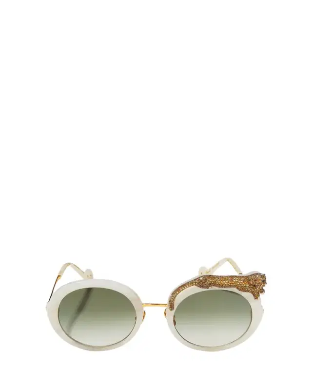 Anna-Karin Karlsson Rose et la Roue Round Crystal-Embellished Leopard Sunglasses