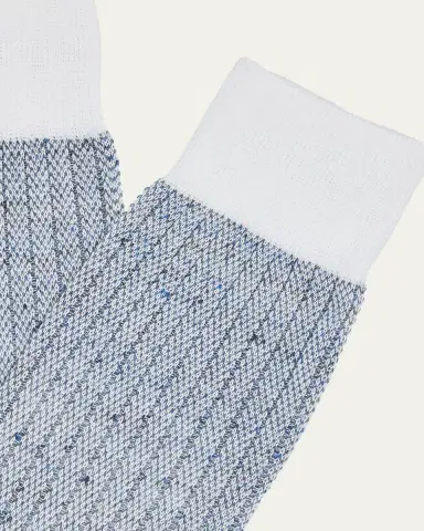 Bresciani Men's Cotton and Linen Birdseye Rib Crew Socks | Thumbnail 2
