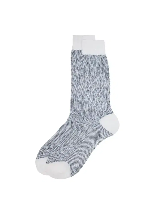 Men's Cotton and Linen Birdseye Rib Crew Socks