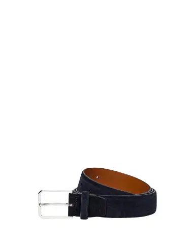 Santoni Men's Rectangle-Buckle Hand-Burnished Suede Belt | Thumbnail 1