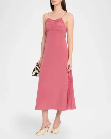 Chloé Lace-Trim Empire Silk Midi Slip Dress | Thumbnail 4