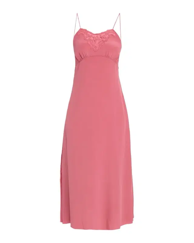 Chloe Lace-Trim Empire Silk Midi Slip Dress