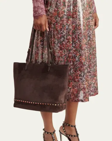 Valentino Garavani Medium Rockstud Suede Tote Bag | Thumbnail 2