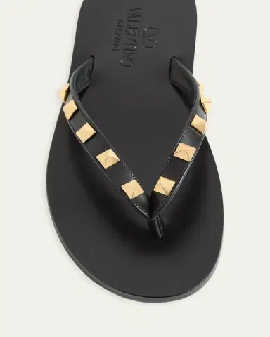 Valentino Garavani Rockstud Leather Flat Thong Sandals | Thumbnail 4