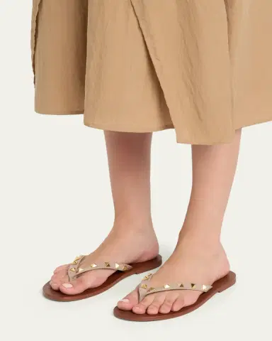 Valentino Garavani Rockstud Leather Flat Thong Sandals | Thumbnail 5