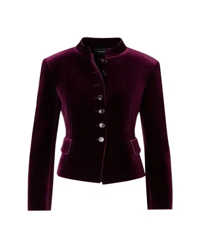 Akris Deva Velvet Single-Breasted Fitted Jacket