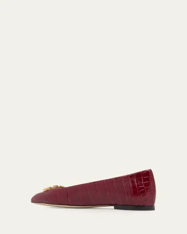 Valentino Garavani VLogo Croc-Embossed Leather Ballerina Flats | Thumbnail 4 Valentino Garavani VLogo Croc-Embossed Leather Ballerina Flats | Thumbnail 4