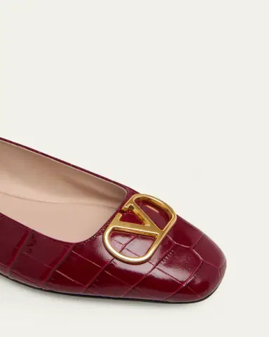 Valentino Garavani VLogo Croc-Embossed Leather Ballerina Flats | Thumbnail 5 Valentino Garavani VLogo Croc-Embossed Leather Ballerina Flats | Thumbnail 5